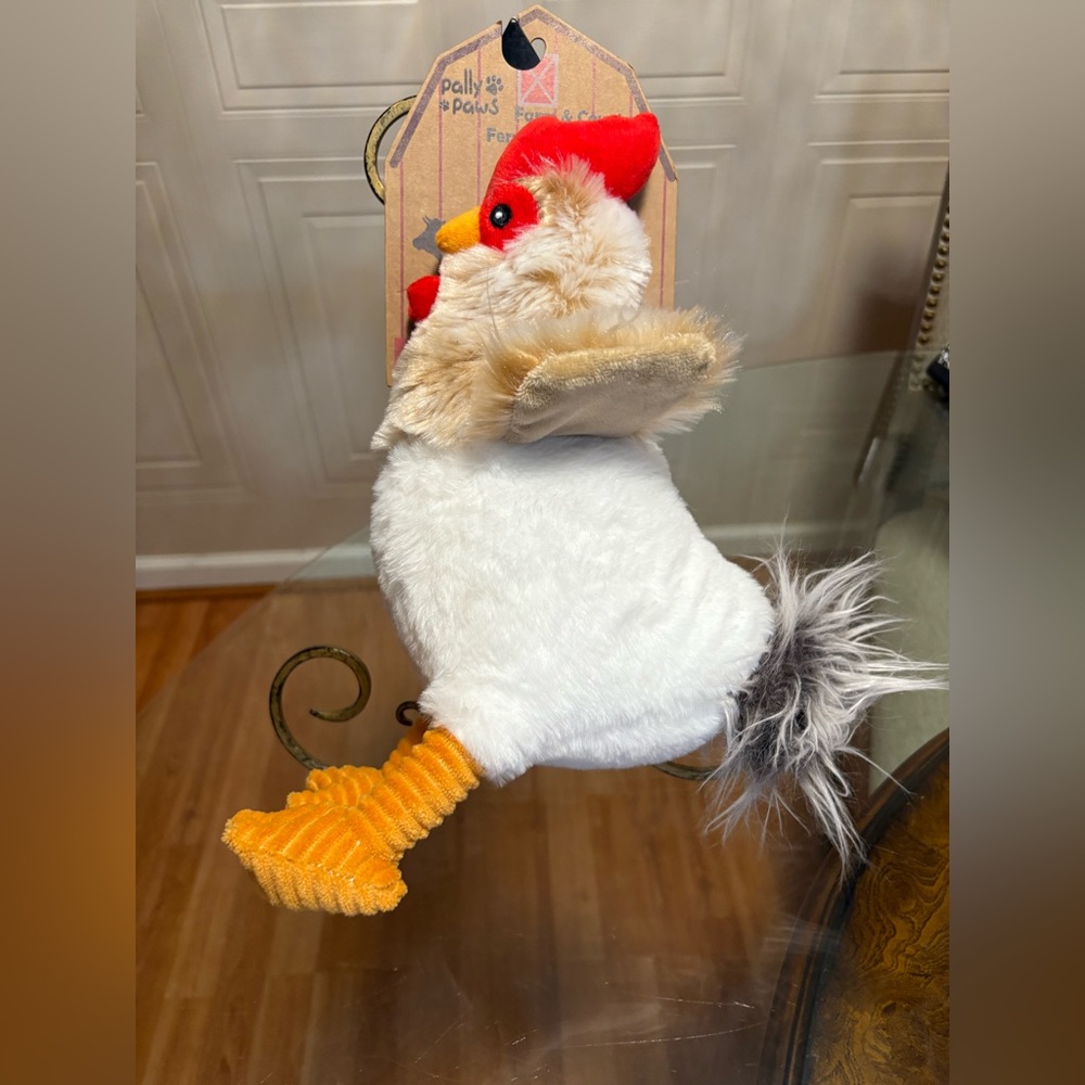 Pally Paws 13" Rooster Dog Toy w/ Clinker & Squeaker New